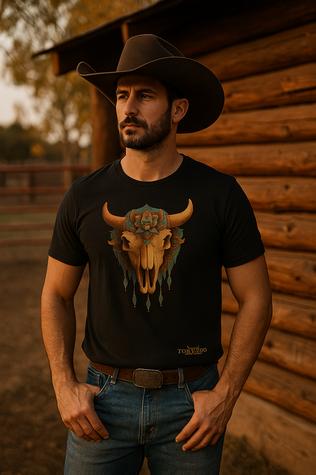 Playera Vaquera Craneo de Toro IV